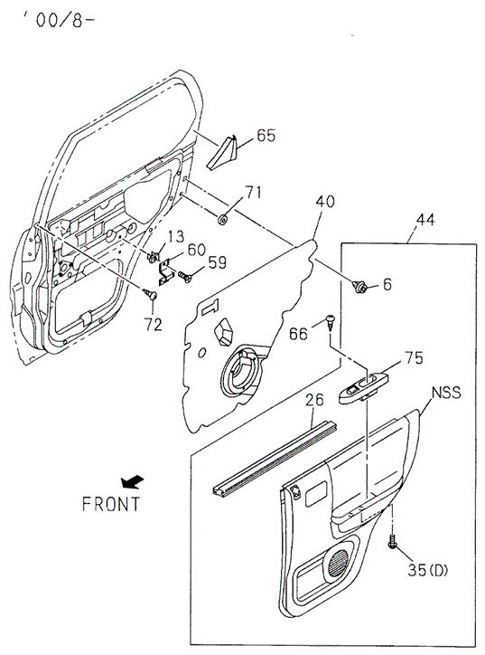Rear Door Trim Weatherstrip (1) for 2000 Honda Passport #0