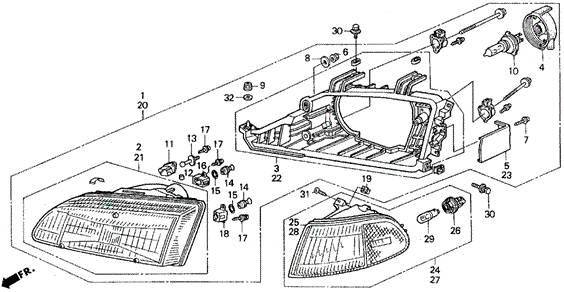 Headlight (1) for 1993 Honda Civic #0