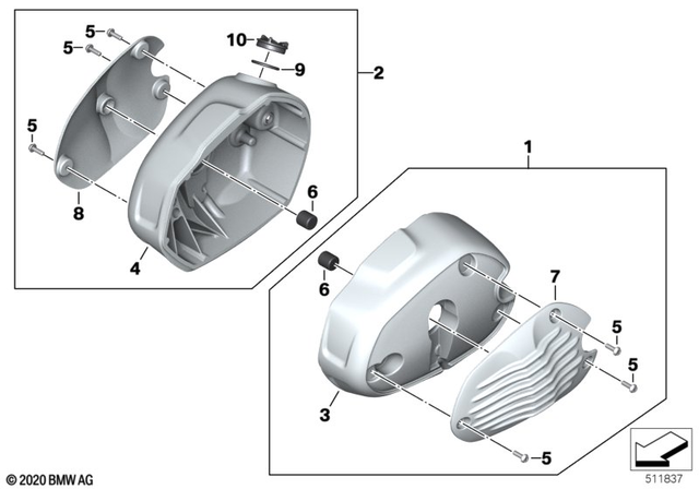 77121540883 - : Set Cylinder Head Cover "2V" Left for BMW-Motorrad Image