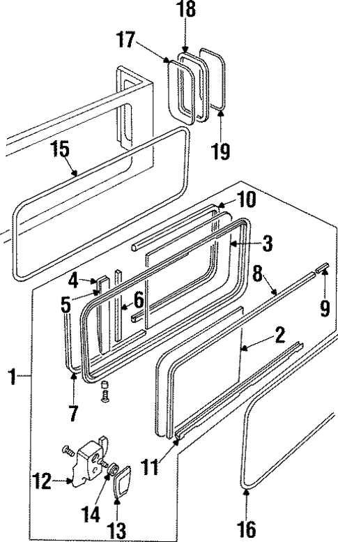 Glass & Hardware for 1997 Land Rover Defender 90 #0