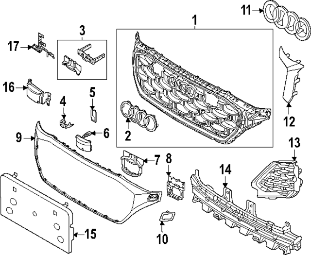 4M8853651BRRU6 - Body: Grille for Audi Image