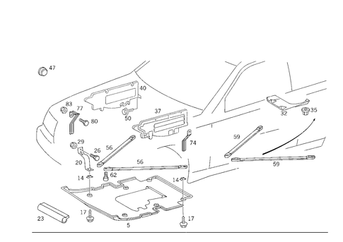 Engine Compartment Panelling for 1988 Mercedes-Benz 300CE #0
