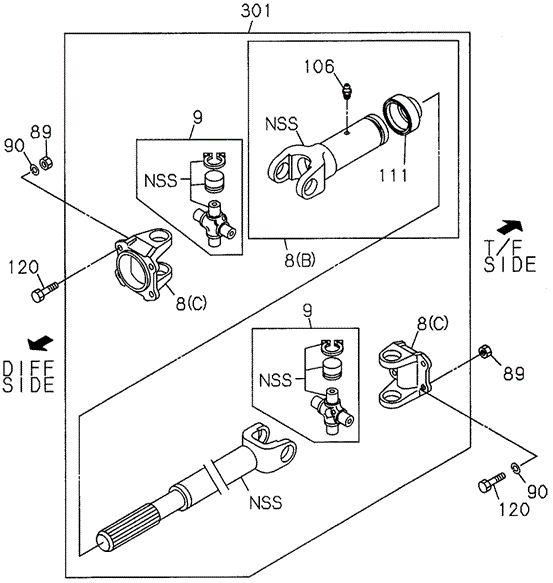 Propeller Shaft (FR.) for 1997 Acura SLX #0