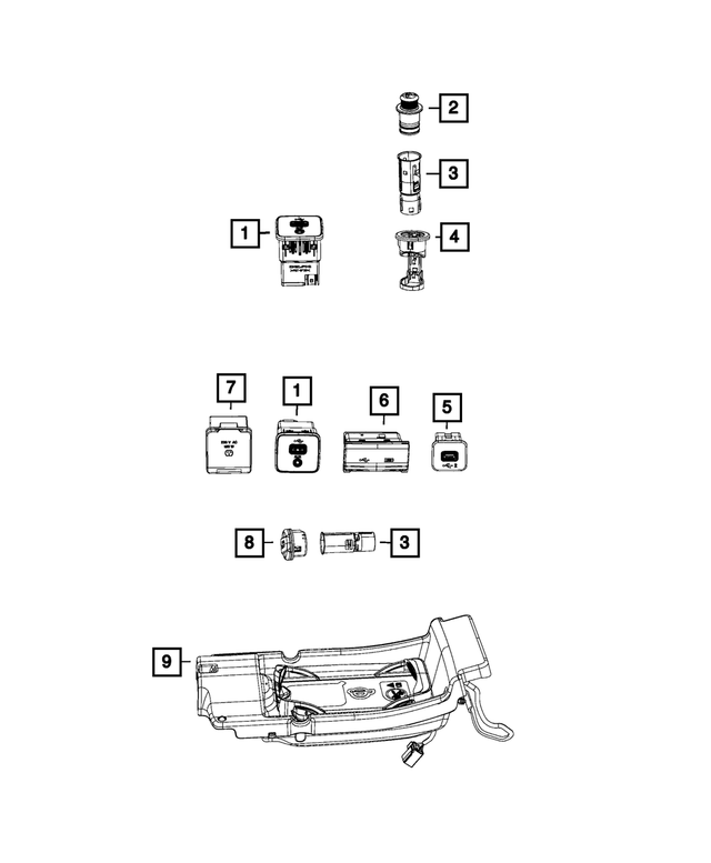 68453787AA - Electrical: Media Hub Usb Port for Mopar Image