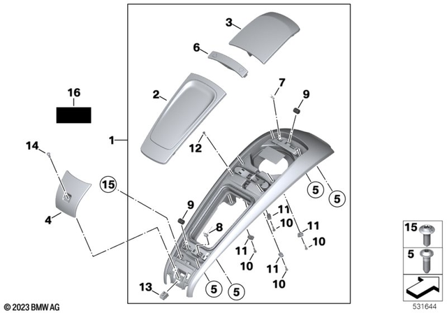 46639444309 - Frame and Mounting Parts: Trim Tank Center - Black for BMW-Motorrad Image