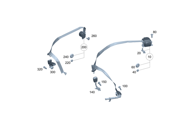 2978601100 - Rear Seat: Seat Belt for Mercedes-Benz: EQS 450, EQS 450+, EQS 580, EQS AMG Image image