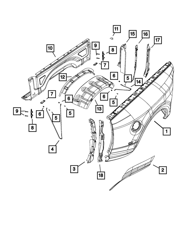 68365028AB - Body Sheet Metal Except Doors: Box Side Outer Panel, Right for Mopar Image