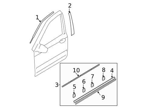 Exterior Trim - Front Door for 2010 Hyundai Sonata #0