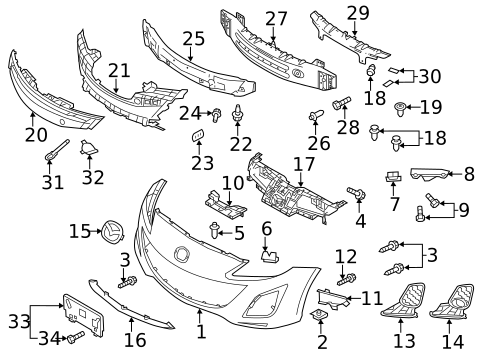 Bumper & Components - Front for 2012 Mazda 3 #1
