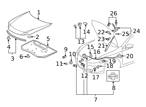 Hood & Components for 2009 Lexus ES350 #0
