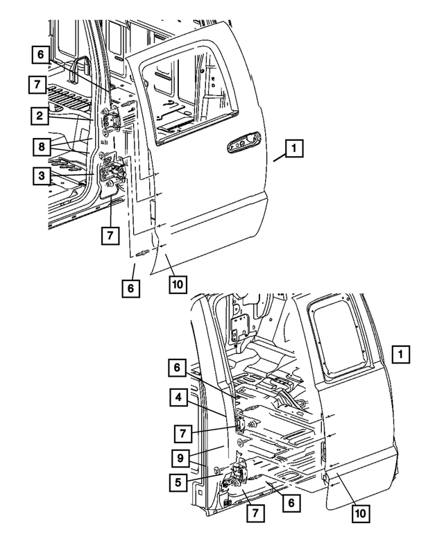 55359815AB - Doors and Related Parts: Rear Door Hinge, Left for Mopar Image