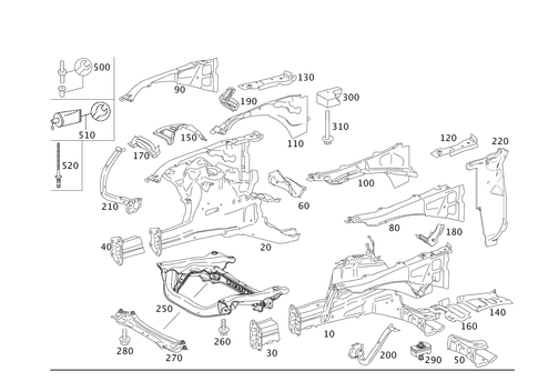 Wheelhouse, Front Subframe for 2007 Mercedes-Benz S550 #0