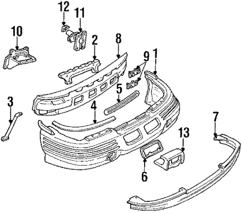 Bumper & Components - Front for 1991 Pontiac Trans Sport #0