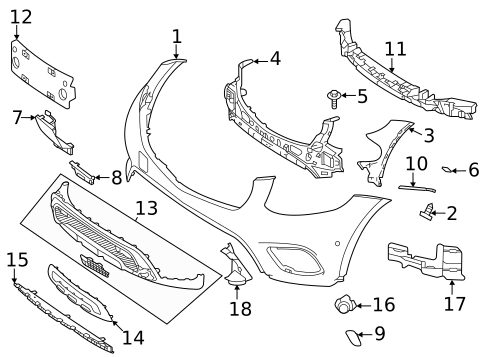 Bumper & Components - Front for 2022 Mercedes-Benz GLC300