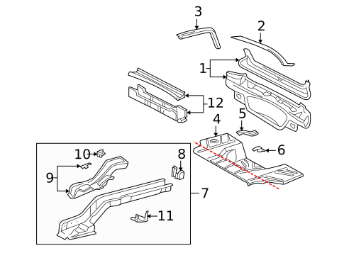 Rear Floor & Rails for 2003 Buick LeSabre #0
