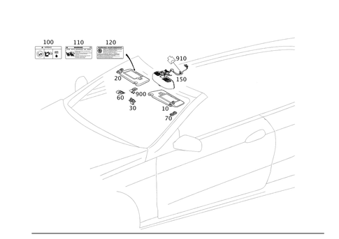 Sun Visor, Interior Mirror, Grab Handle for 2015 Mercedes-Benz E550 #0