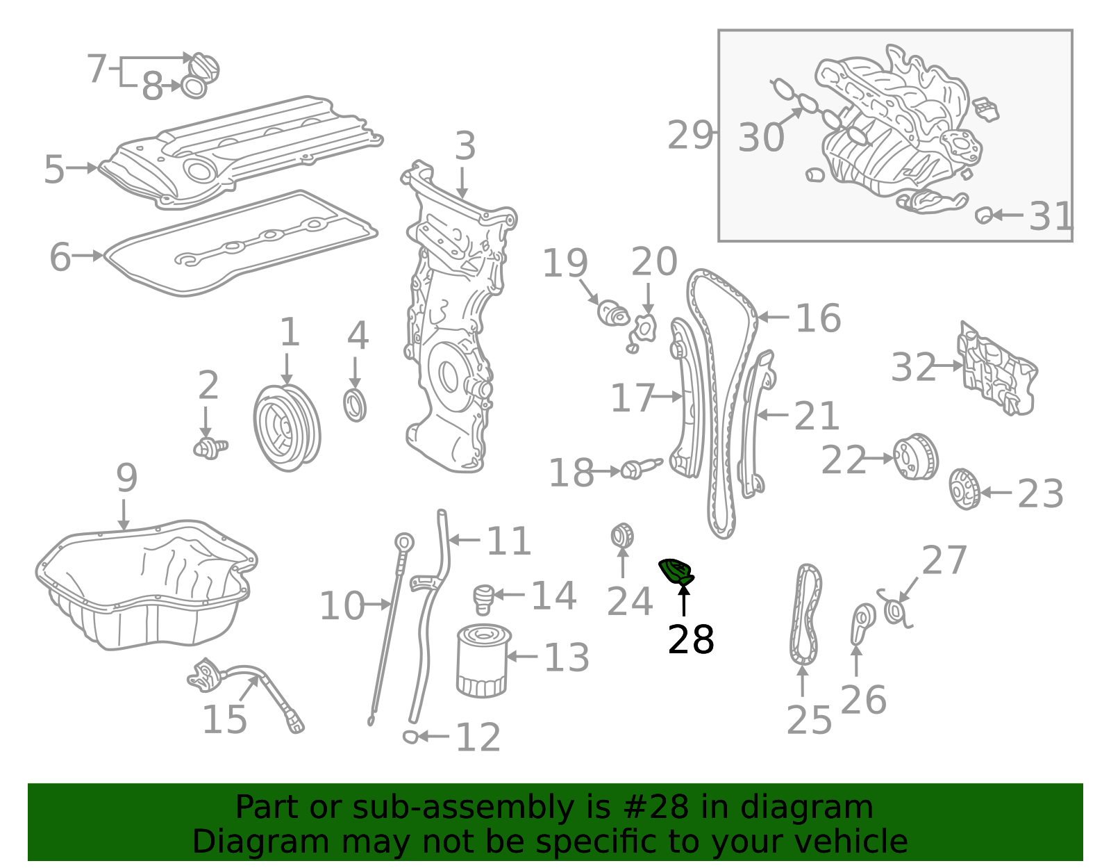 2001-2015 Toyota Engine Timing Chain Guide 13566-28010 | Toyota Parts ...
