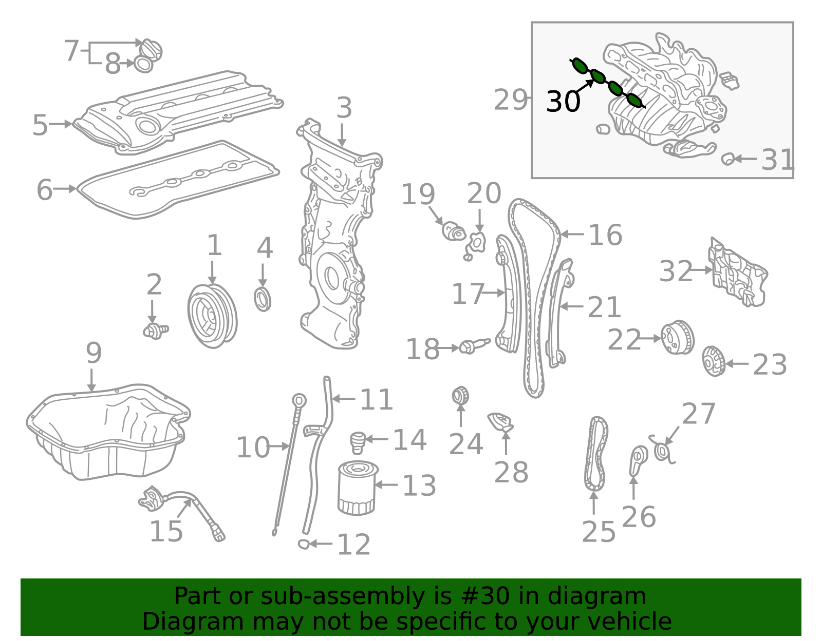 OEM 2001-2015 Toyota Engine Intake Manifold Gasket Part # 17177