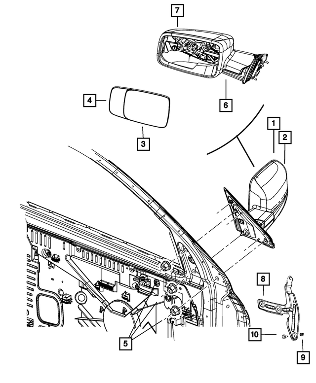 1QL201JAAF - : Outside Rear-View Mirror, Right for Mopar Image