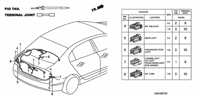 Electrical Connectors (RR.) for 2009 Honda Civic #0