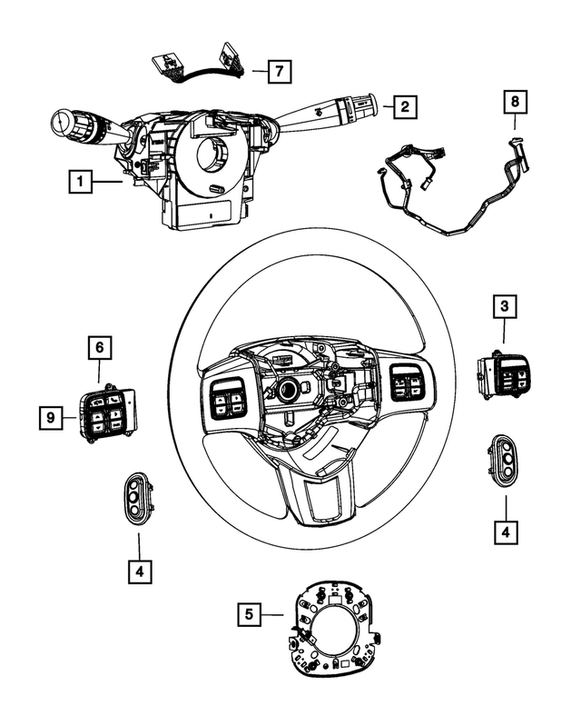 68411360AA - Electrical: Steering Wheel Wiring for Mopar Image