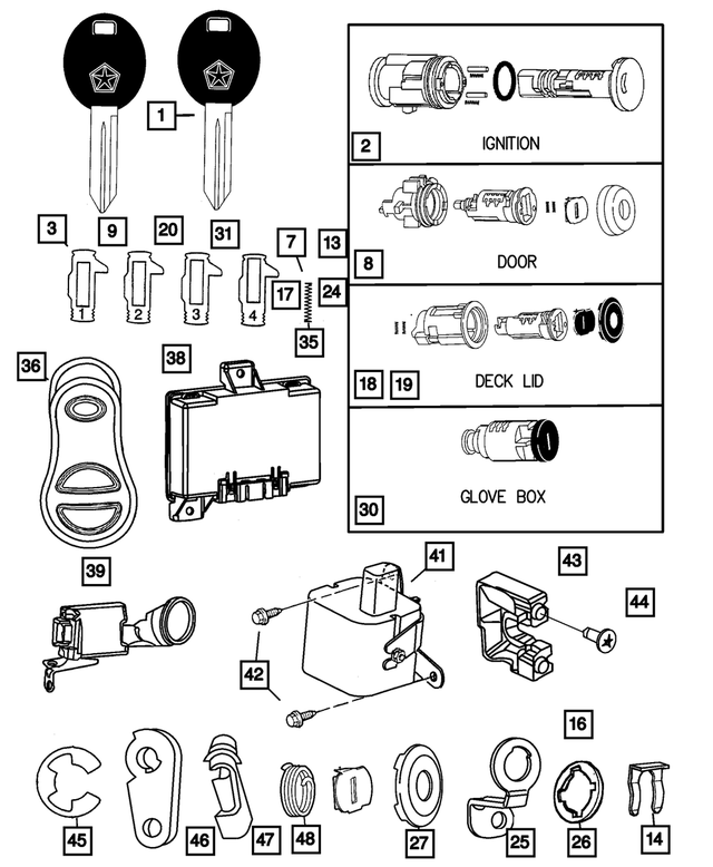 « 5027905AC –  : Barillet De Serrure Joint pour Mopar Image »