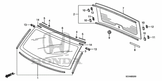 Front Windshield - Rear Windshield for 2008 Honda Element #0