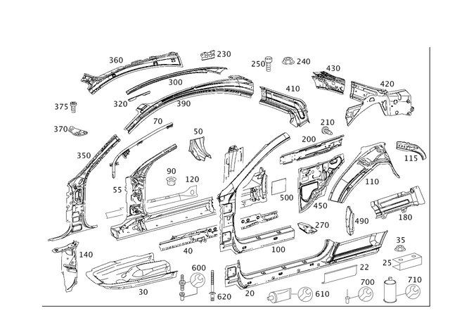 2166360044 - Side Panels: Reinforcement for Mercedes-Benz: CL550, CL600, CL63 AMG, CL65 AMG Image image
