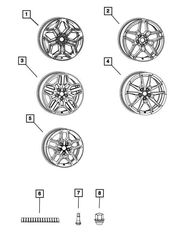 68596441AA - : Aluminum Wheel, Rear for Mopar Image