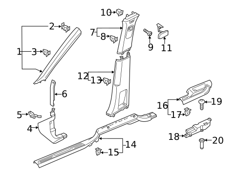 Interior Trim - Pillars for 2023 Volkswagen Atlas #0