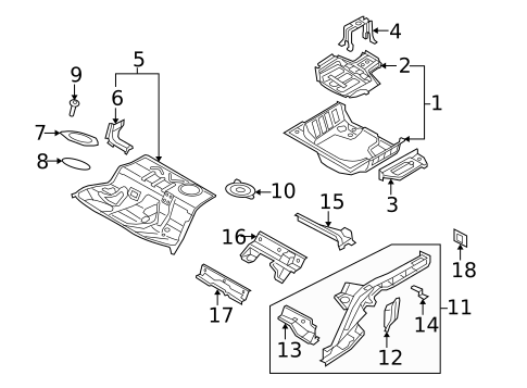 Rear Floor & Rails for 2013 Audi RS5 #1