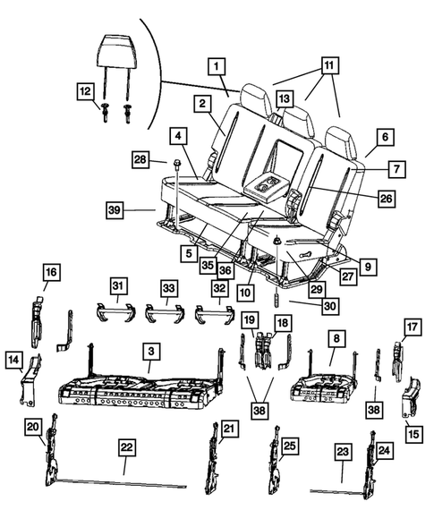 Rear Seats - Second Row for 2011 Ram 3500 #14