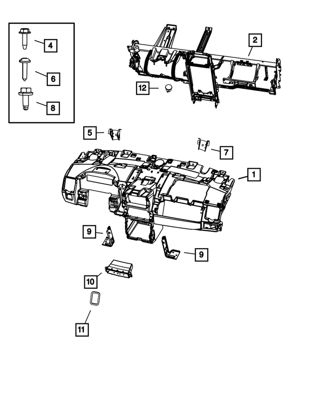 68029743AA - Interior Trim: Instrument Panel Substrate for Chrysler: Town &amp; Country | Dodge: Grand Caravan Image
