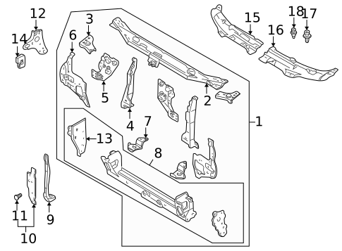 Radiator Support for 1997 Mazda Millenia #0