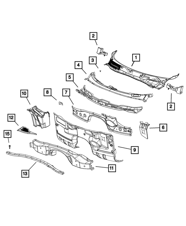 68058045AB - Body Sheet Metal Except Doors: Cowl Plenum Lower Panel for Mopar Image