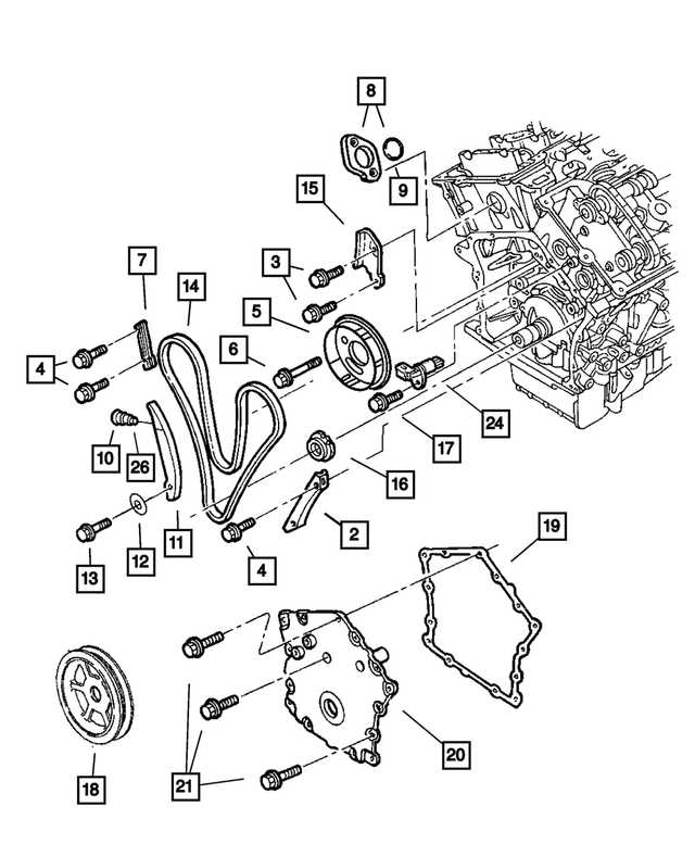 4663636 - Engine 2.7L Six Cylinder: Timing Chain Guide for Mopar Image