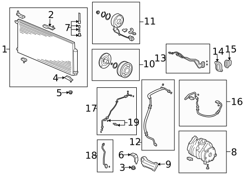 Condenser, Compressor & Lines for 2005 Honda Element #0