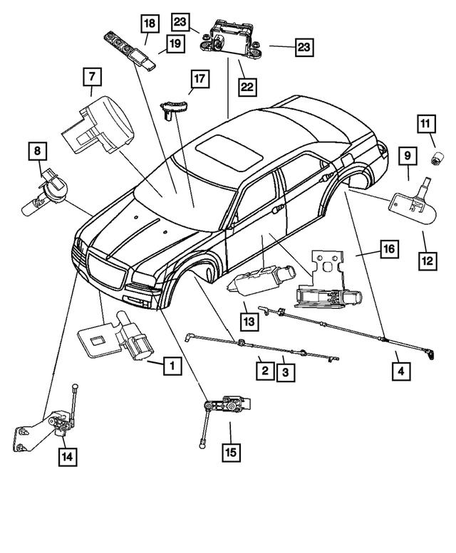 68001743AC - Electrical: Mounting Hardware Kit for Chrysler: 300, Pacifica, PT Cruiser, Sebring, Town &amp; Country | Dodge: Avenger, Caliber, Caravan, Charger, Grand Caravan, Journey, Magnum | Jeep: Commander, Compass, Grand Cherokee, Liberty, Patriot Image