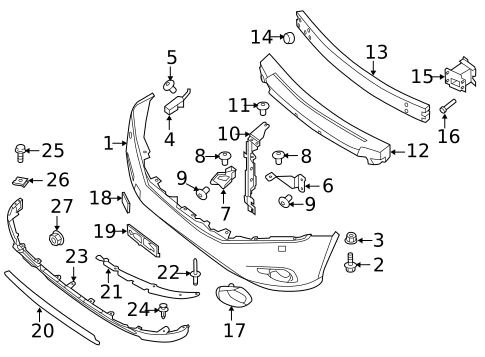 Bumper & Components - Front for 2014 Nissan Pathfinder #0