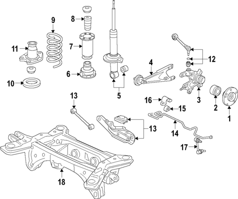 thumbnail image 2 of Complete Strut & Coil Spring Kit (Front & Rear) For 2006-2014 Honda Ridgeline 2 of 3