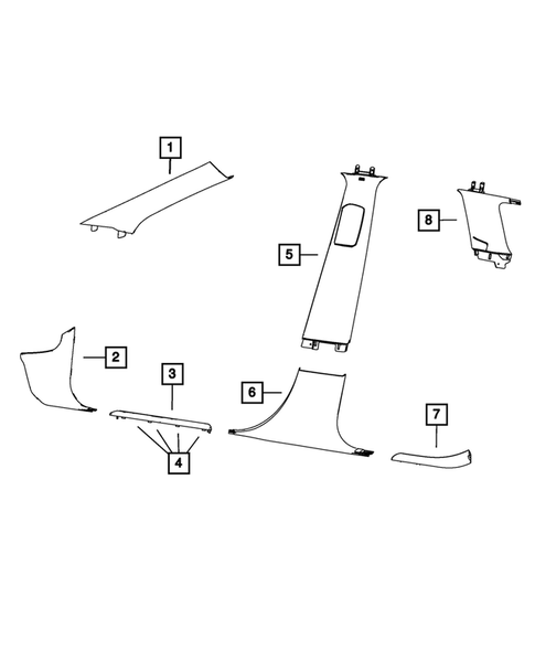 Panels-Moldings-Scuff Plates, Pillar, Cowl, 1/4 Panel Trim and Cargo Covers for 2013 Jeep Grand Cherokee #1