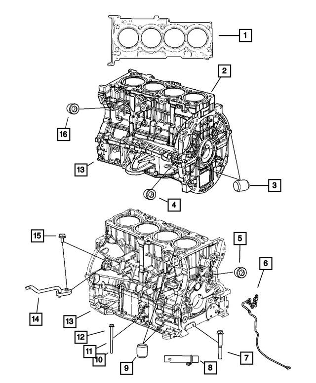 5183906AH - Engine 2.4L Four Cylinder: Short Block Engine for Mopar Image