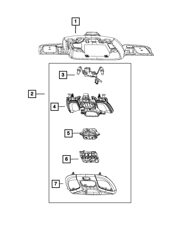 7RL72DX9AA - Interior Trim: Overhead Console for Mopar Image image