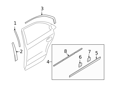 Exterior Trim - Rear Door for 2008 Hyundai Sonata #0
