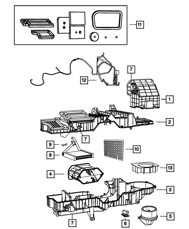 68021982AB - Air Conditioners and Heaters: A/c And Heater Upper Housing for Mopar Image