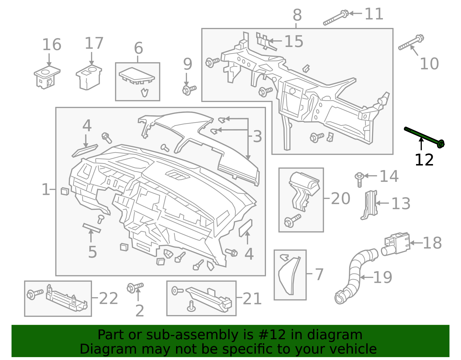 90124 2018-2020 Honda Odyssey Instrument Panel Cross-Member Bolt 90124-TZ5 ...