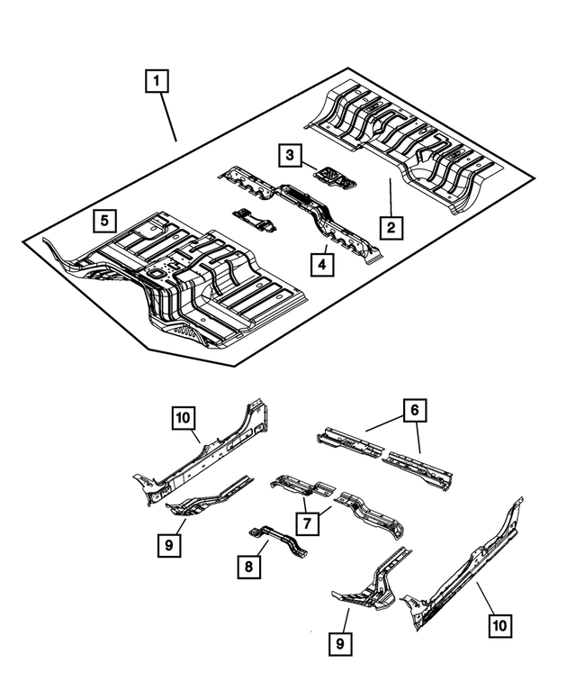 68144699AA - Body Sheet Metal Except Doors: Floor Pan for Ram: 1500, 1500 Classic Image