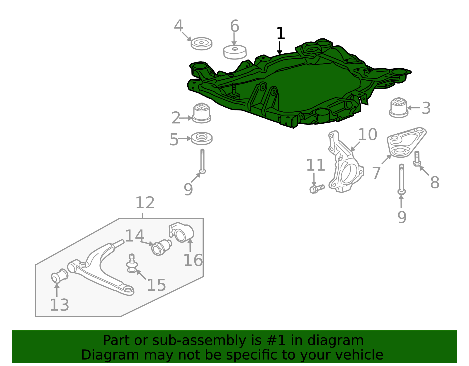 25884446 - Genuine GM Front Engine Cradle with Insulators 25884446 2004 ...