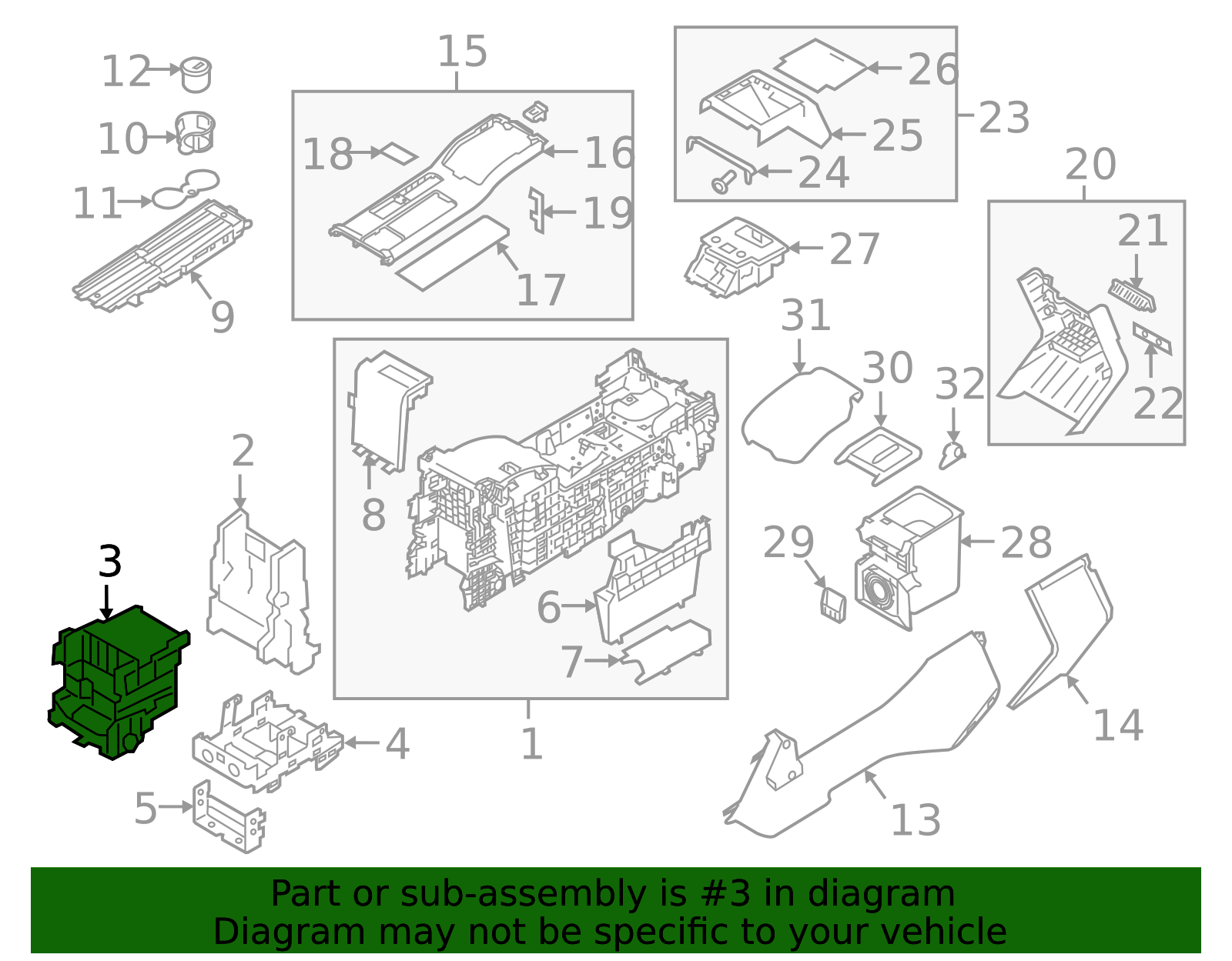 Autonation Range Rover LR101678 - High-Quality Console Base for 2018-2022 Land Rover Range ...