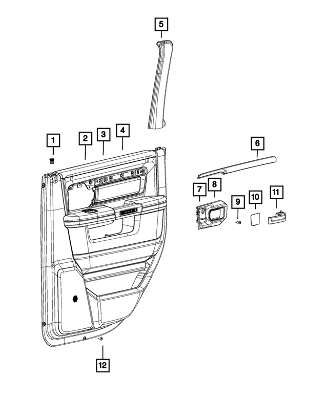 1ZV242X9AG - Interior Trim: Rear Door Trim Panel, Right for Mopar Image